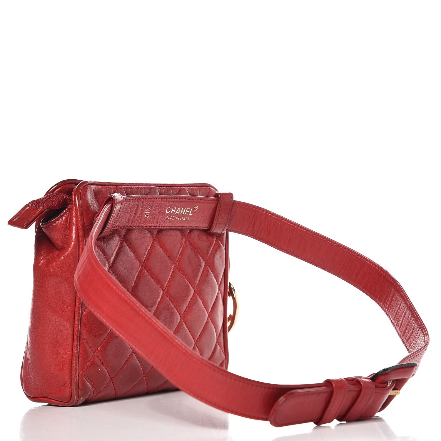 Chanel Lambskin Quilted Belt Bag 75 30 Red 3 of 14