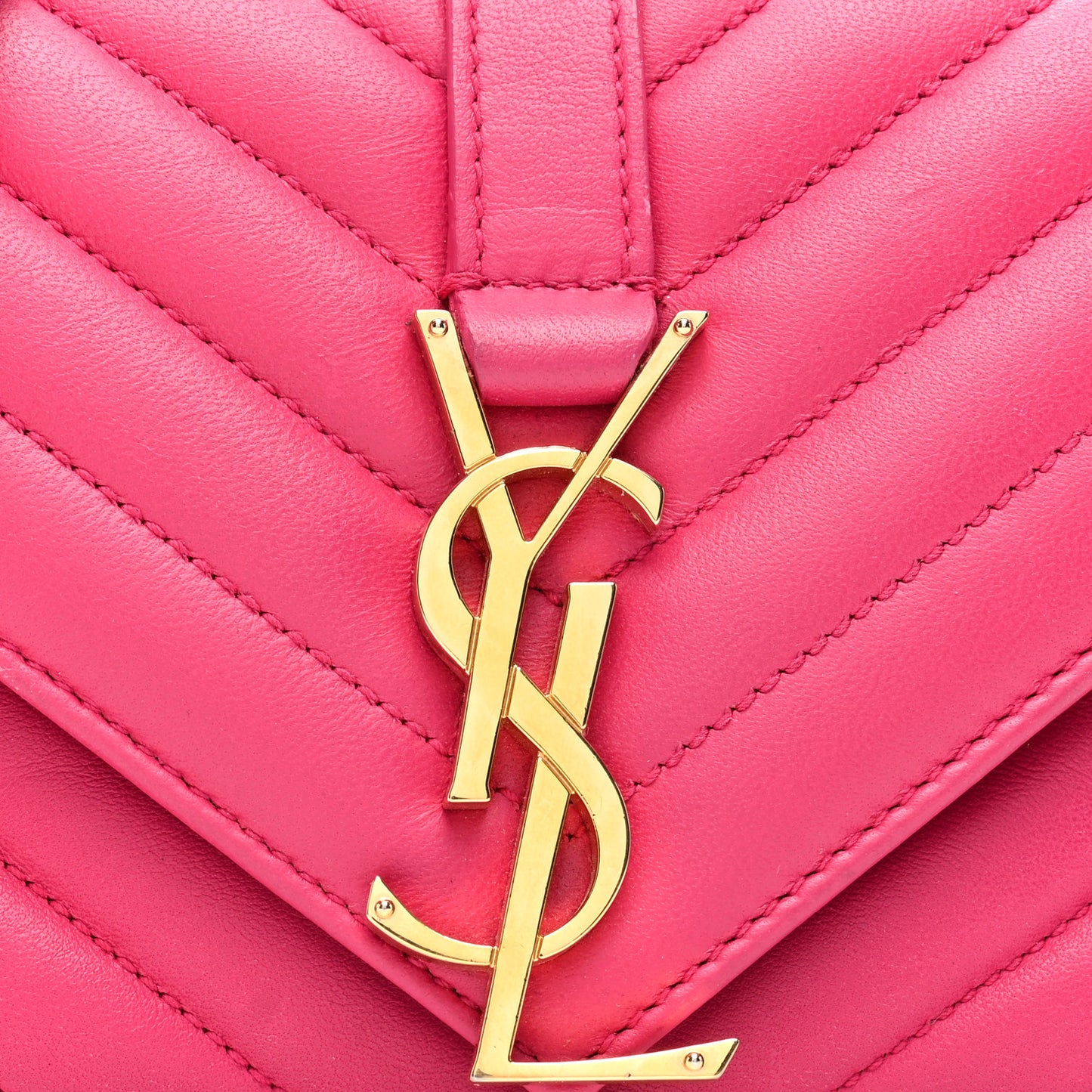 Calfskin Matelasse Chevron Classic Monogram Baby Chain Bag Fuchsia