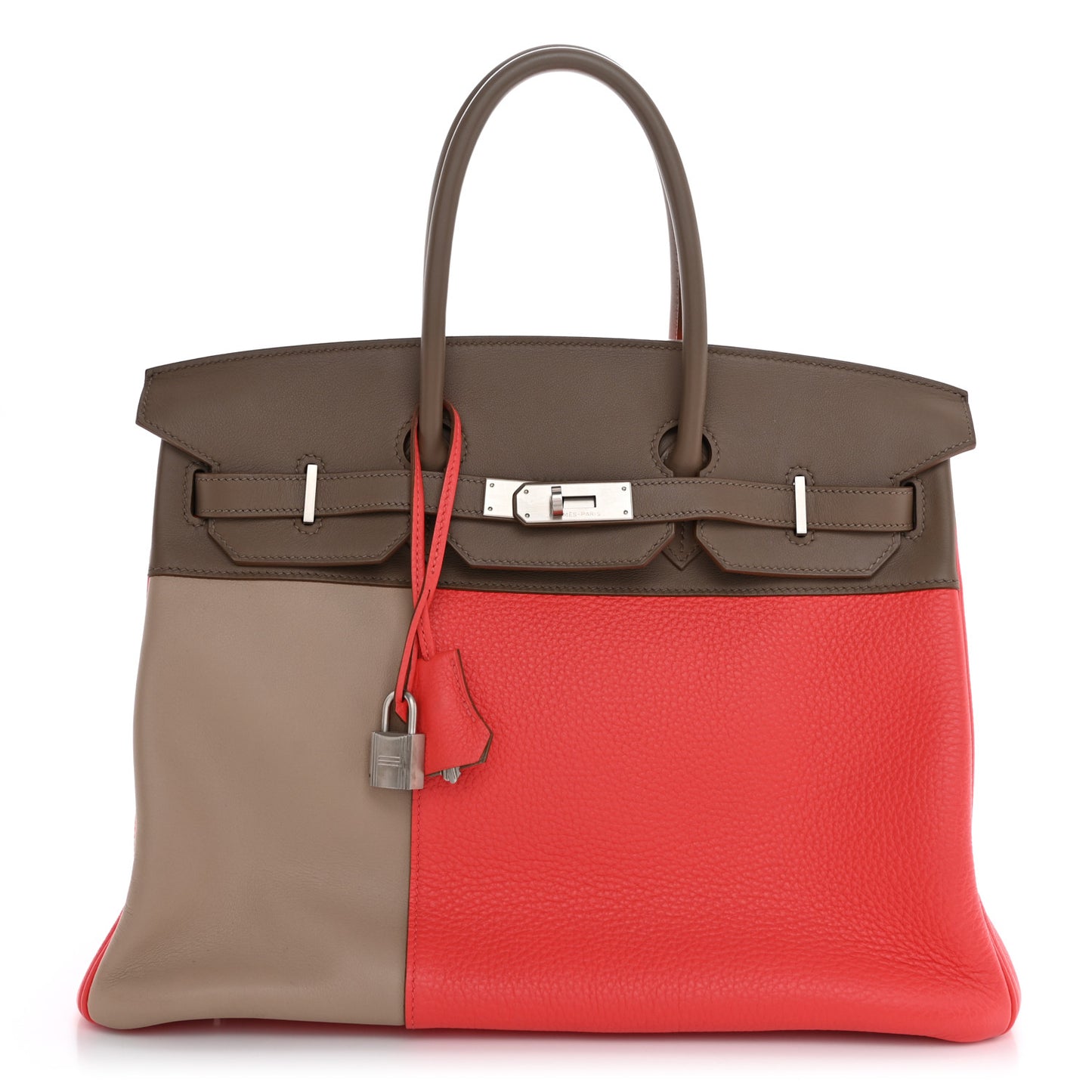 Taurillon Clemence Swift Tri-Color Birkin 35 Rose Jaipur Argile Etoupe