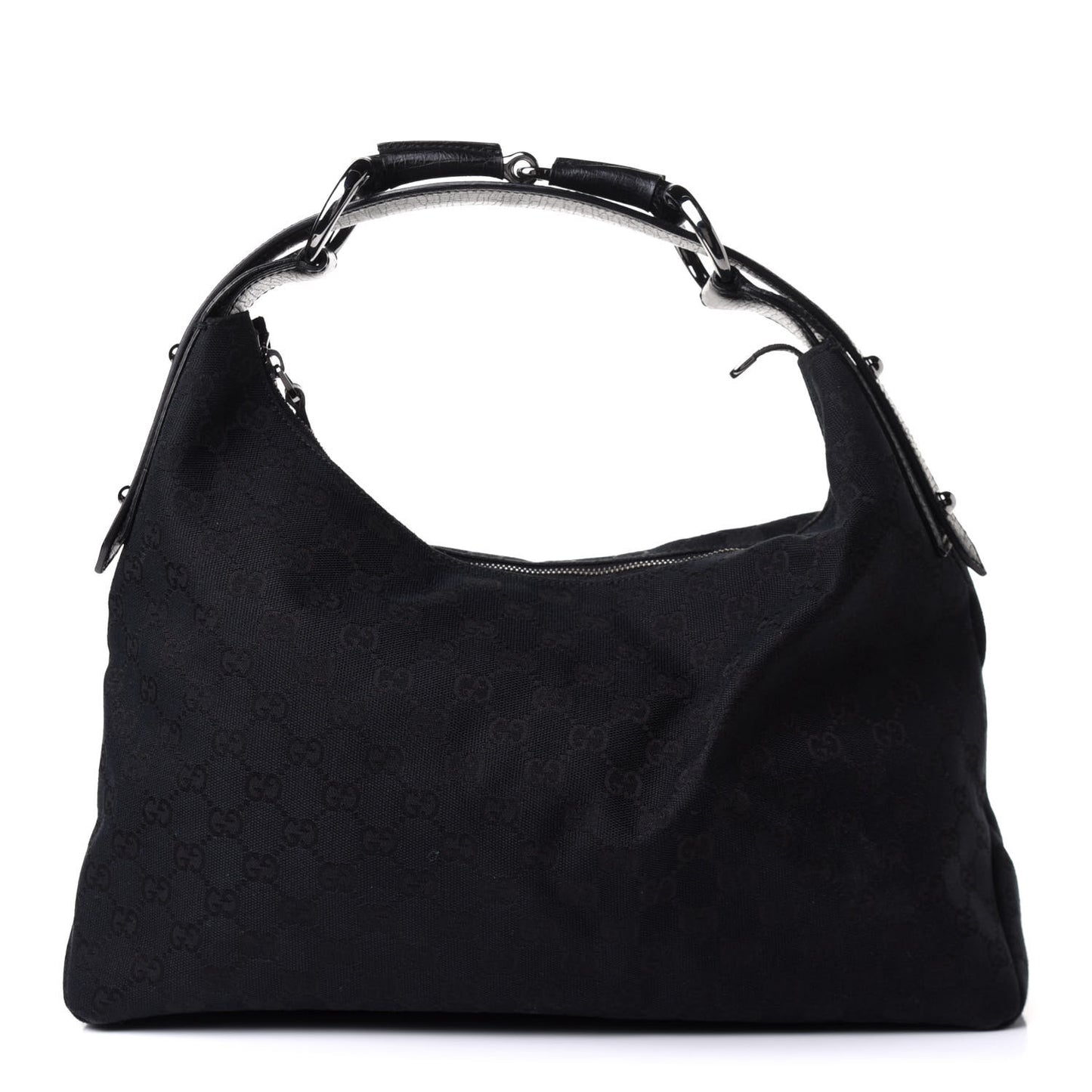 Monogram Medium Horsebit Chain Hobo Black