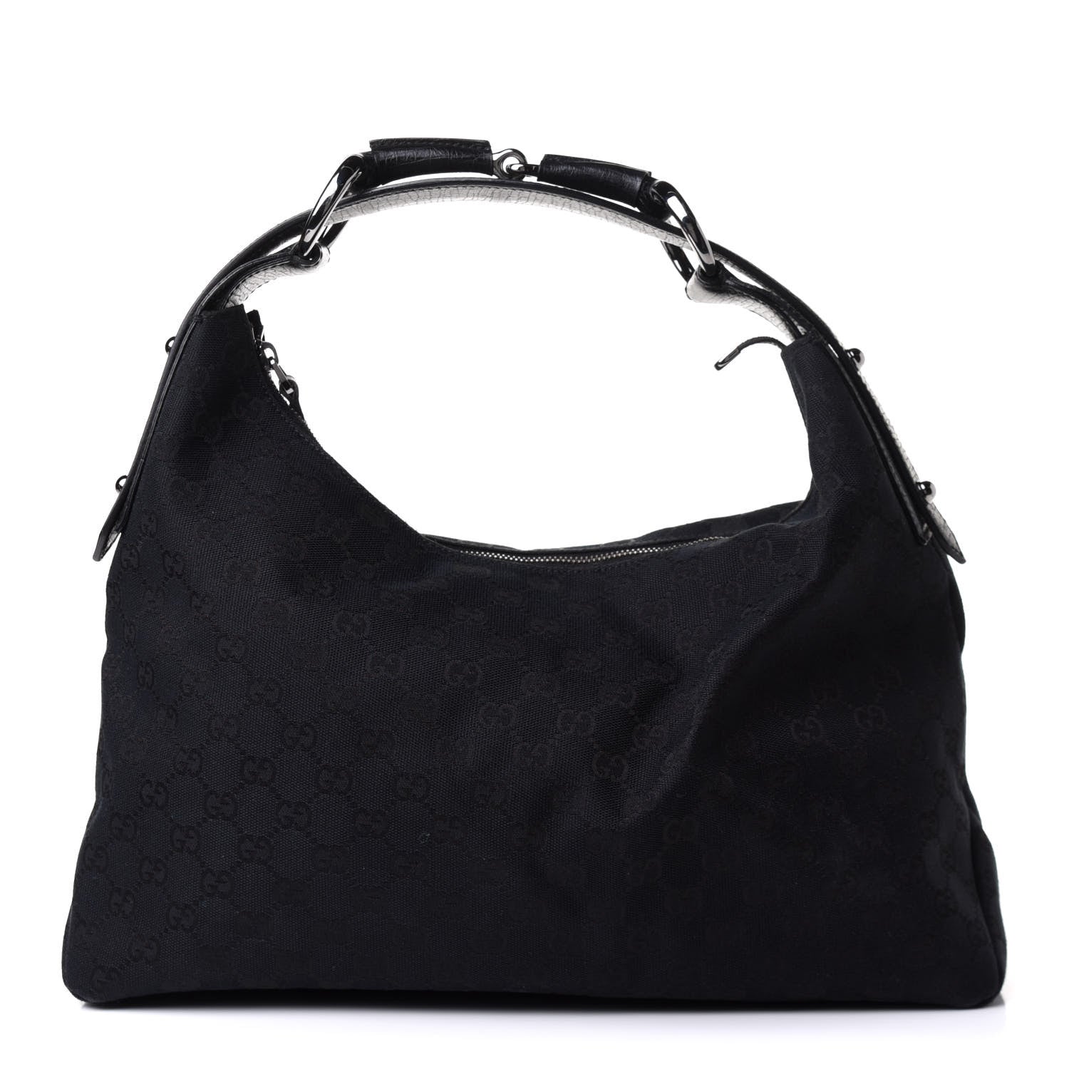 Gucci Monogram Medium Horsebit Chain Hobo Black 1 of 13