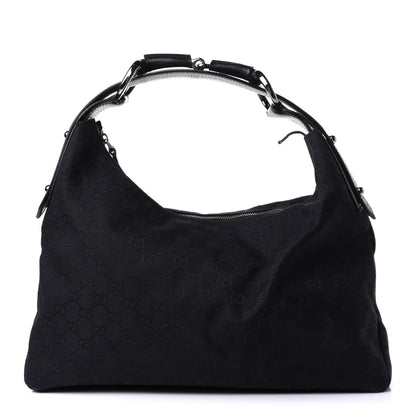 Gucci Monogram Medium Horsebit Chain Hobo Black 1 of 13