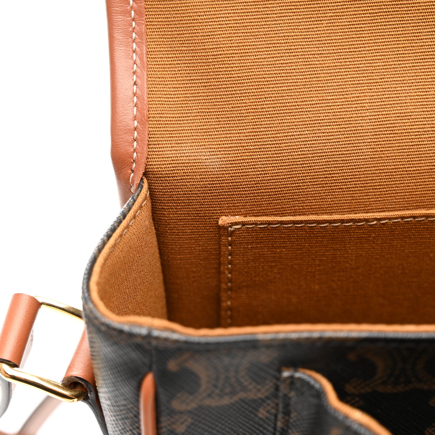 Celine Triomphe Canvas Medium Folco Bag Tan 11 of 15
