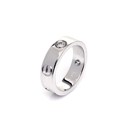 Cartier 18K White Gold 3 Diamond 5.5mm LOVE Ring 52 6 4 of 6