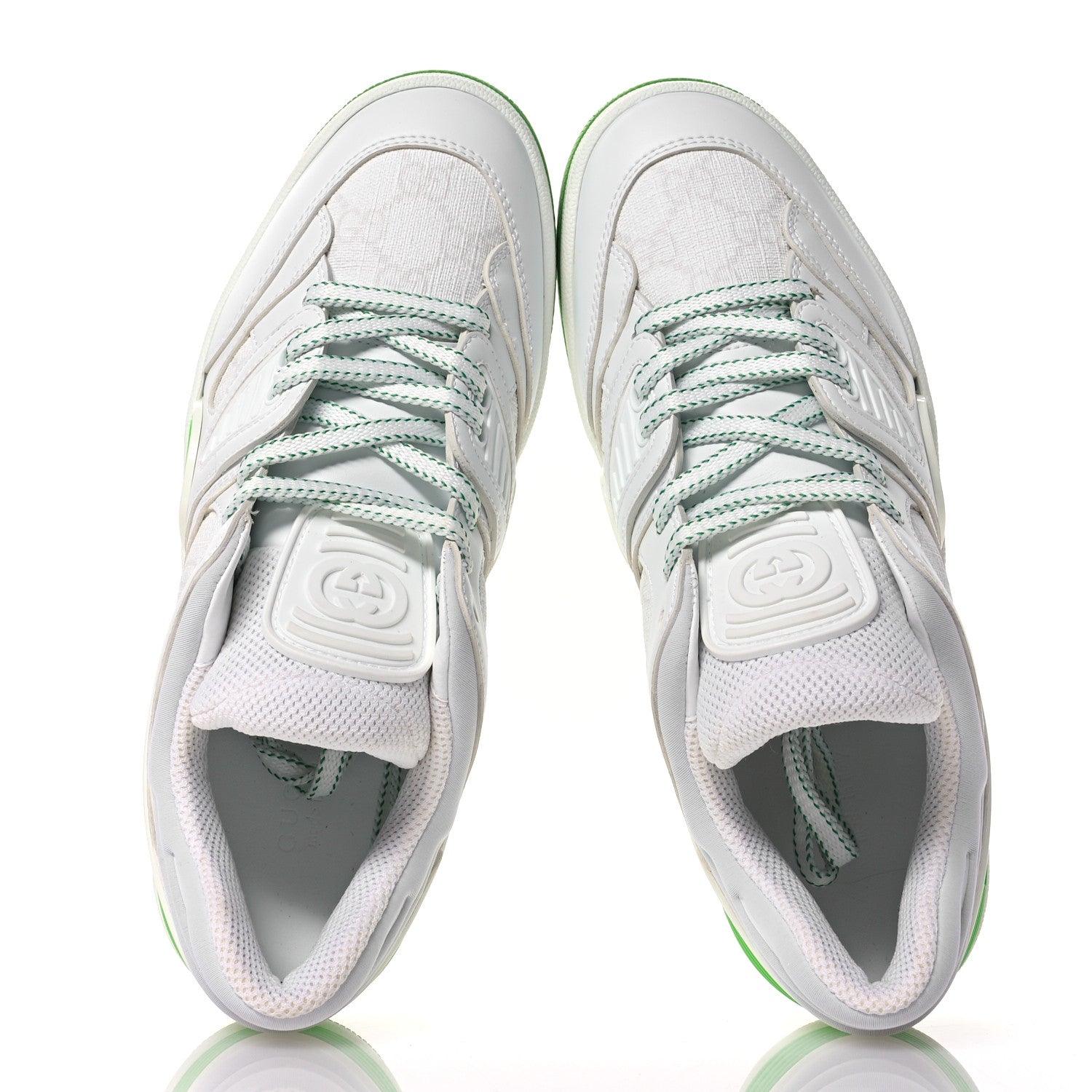 Gucci Demetra GG Supreme Monogram Womens Basket Low Top Sneakers 37.5 Great White Green 2 of 9