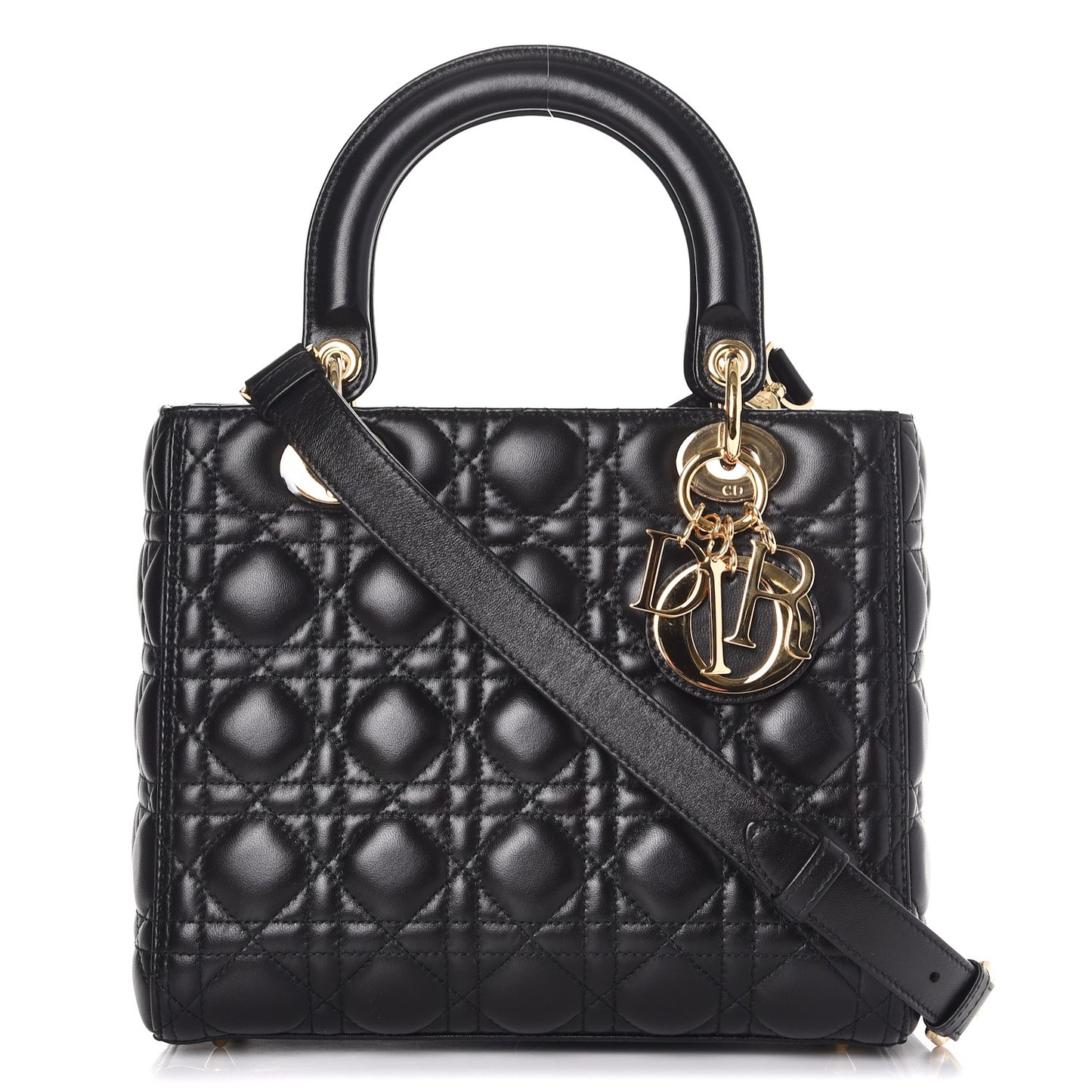 Lambskin Cannage Medium Lady Dior Black