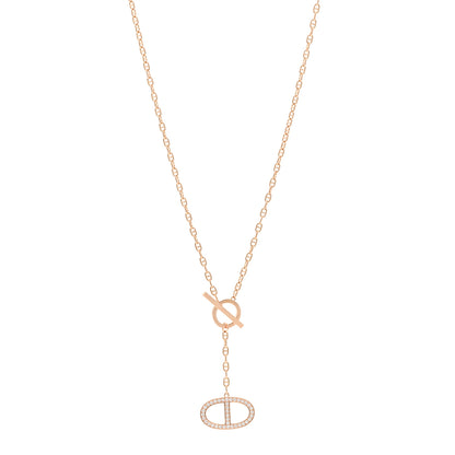 Hermes 18K Rose Gold Diamond GM  Chaine D'Ancre Contour Pendant Necklace LG 1 of 5