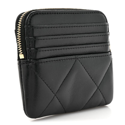 Chanel Lambskin Quilted Chanel 19 Zip Card Holder Wallet Black 3 of 7