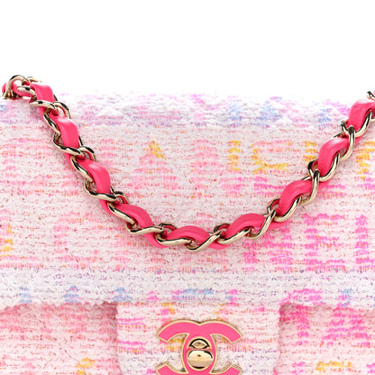 Chanel Tweed Quilted Enamel CC Logo Mini Rectangular Flap Pink Multicolor 8 of 11