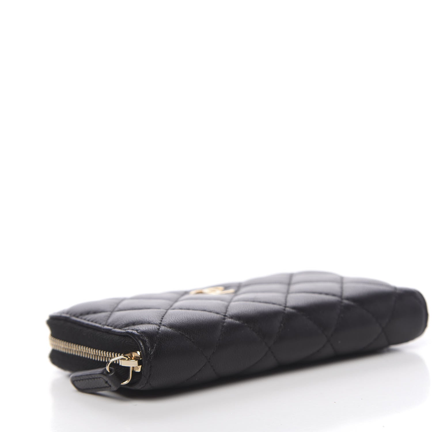 Chanel Lambskin Quilted Small Zip Around Wallet Black 4 of 8