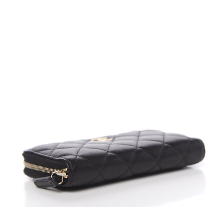 Chanel Lambskin Quilted Small Zip Around Wallet Black 4 of 8
