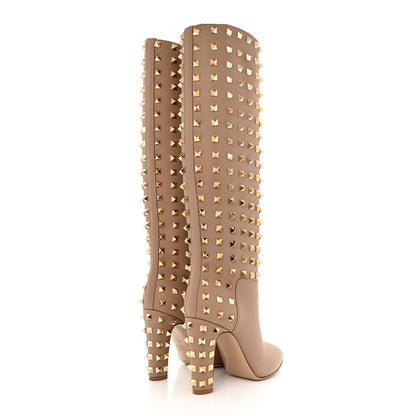 Valentino Garavani Calfskin Rockstud All Over Tall Boots 36 Alpaca 4 of 12