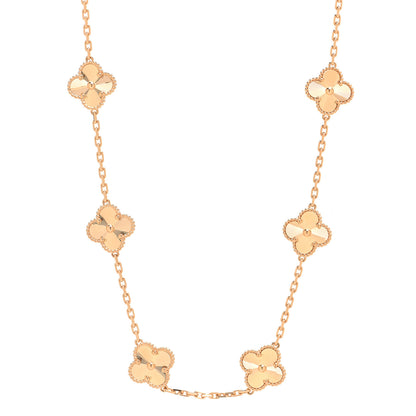 Van Cleef & Arpels 18K Yellow Gold 10 Motifs Guilloche Vintage Alhambra Necklace 1 of 5