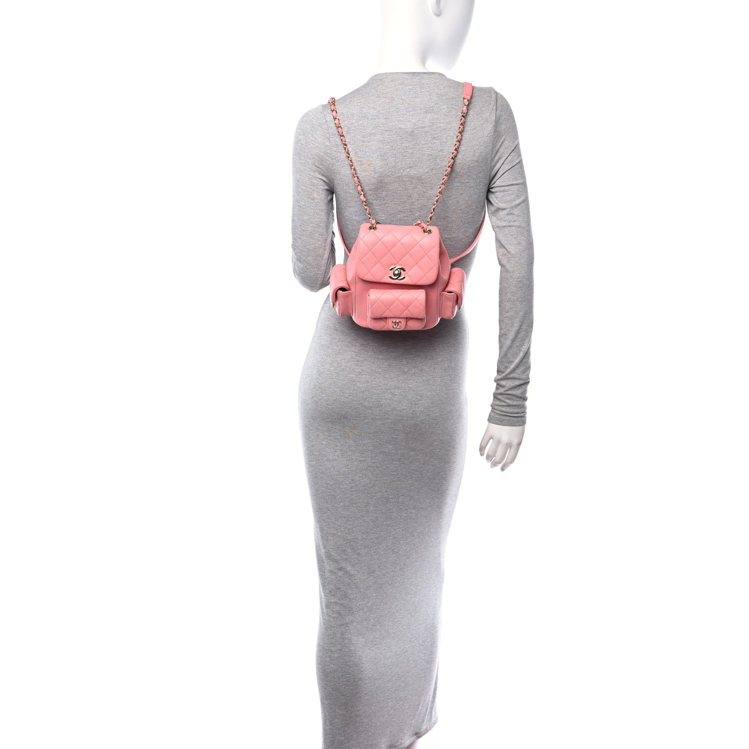 Chanel Shiny Caviar Quilted Small Pockets Drawstring Backpack Pink 2 of 11