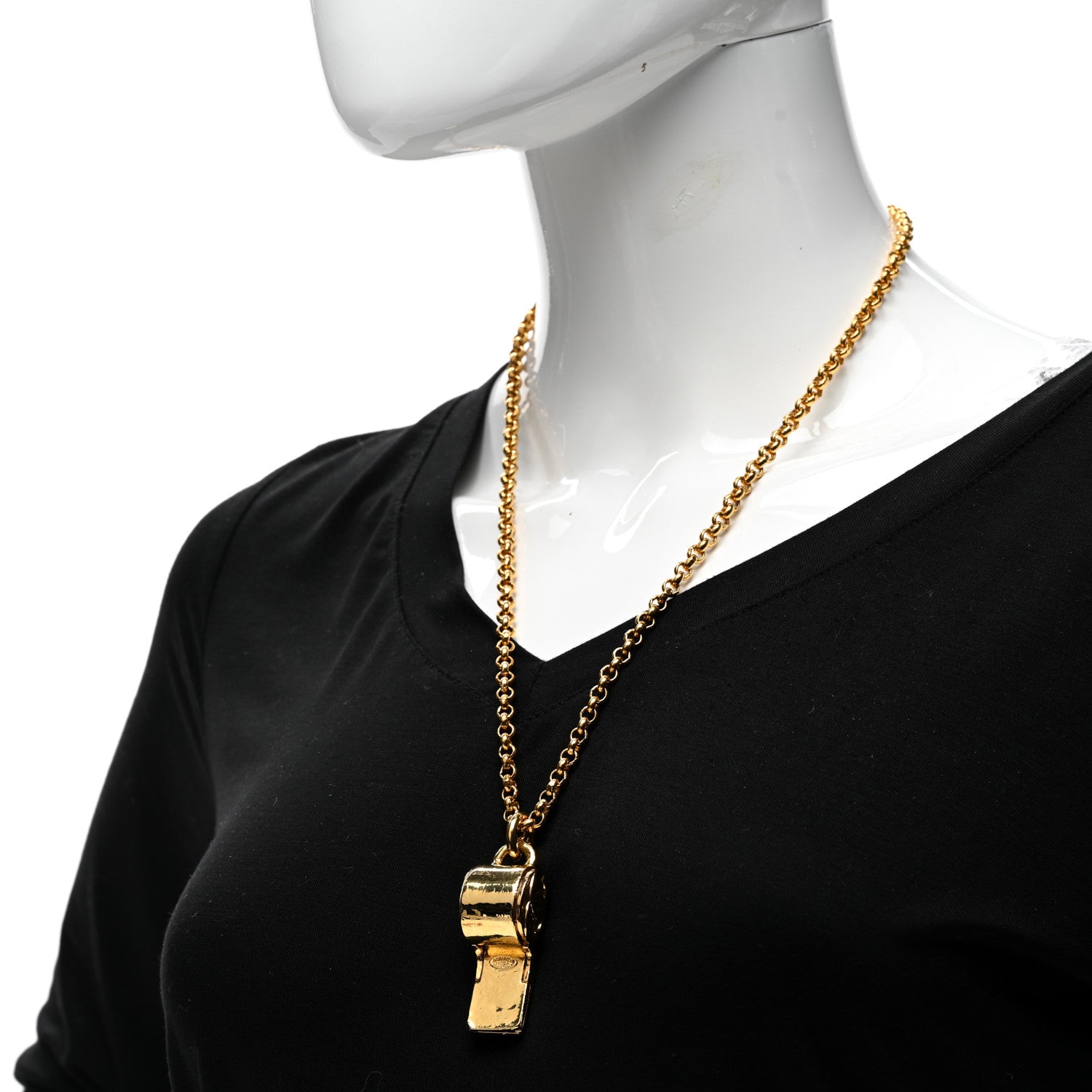 Chanel CC Whistle Pendant Necklace Gold 2 of 5