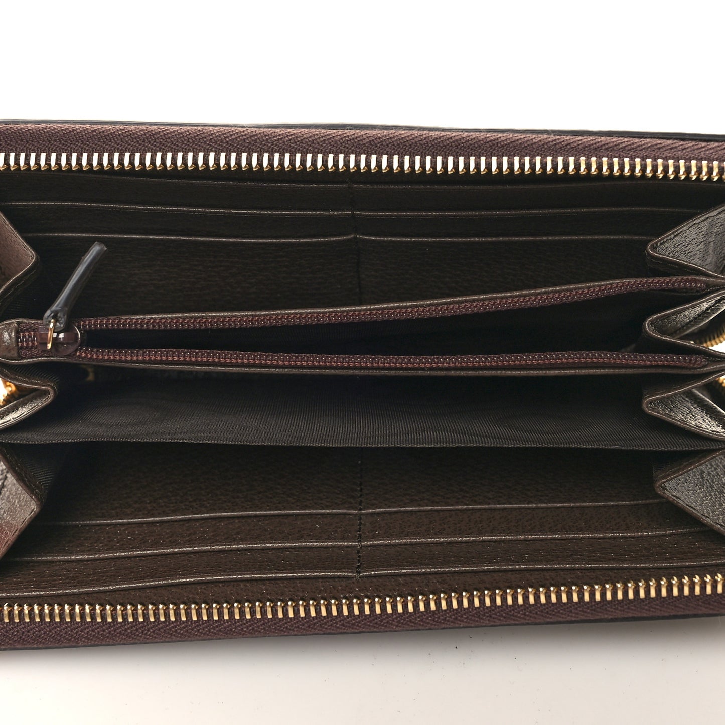 GG Supreme Monogram Web Ophidia Zip Around Wallet Brown