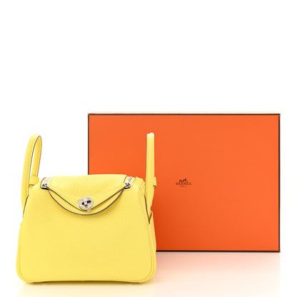Hermes Taurillon Clemence Mini Lindy 20 Lime 11 of 11