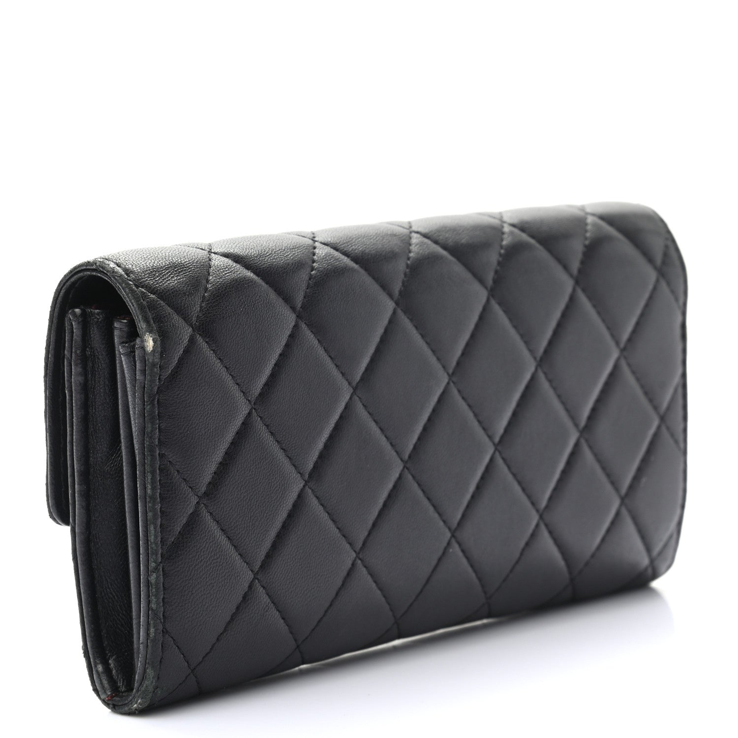 Chanel Lambskin Quilted Large Gusset Flap Wallet Black 3 of 11