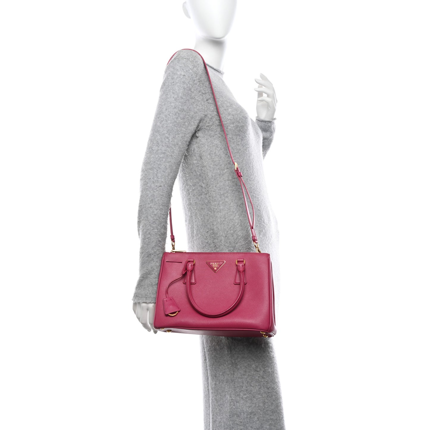Saffiano Small Galleria Double Zip Tote Fuxia