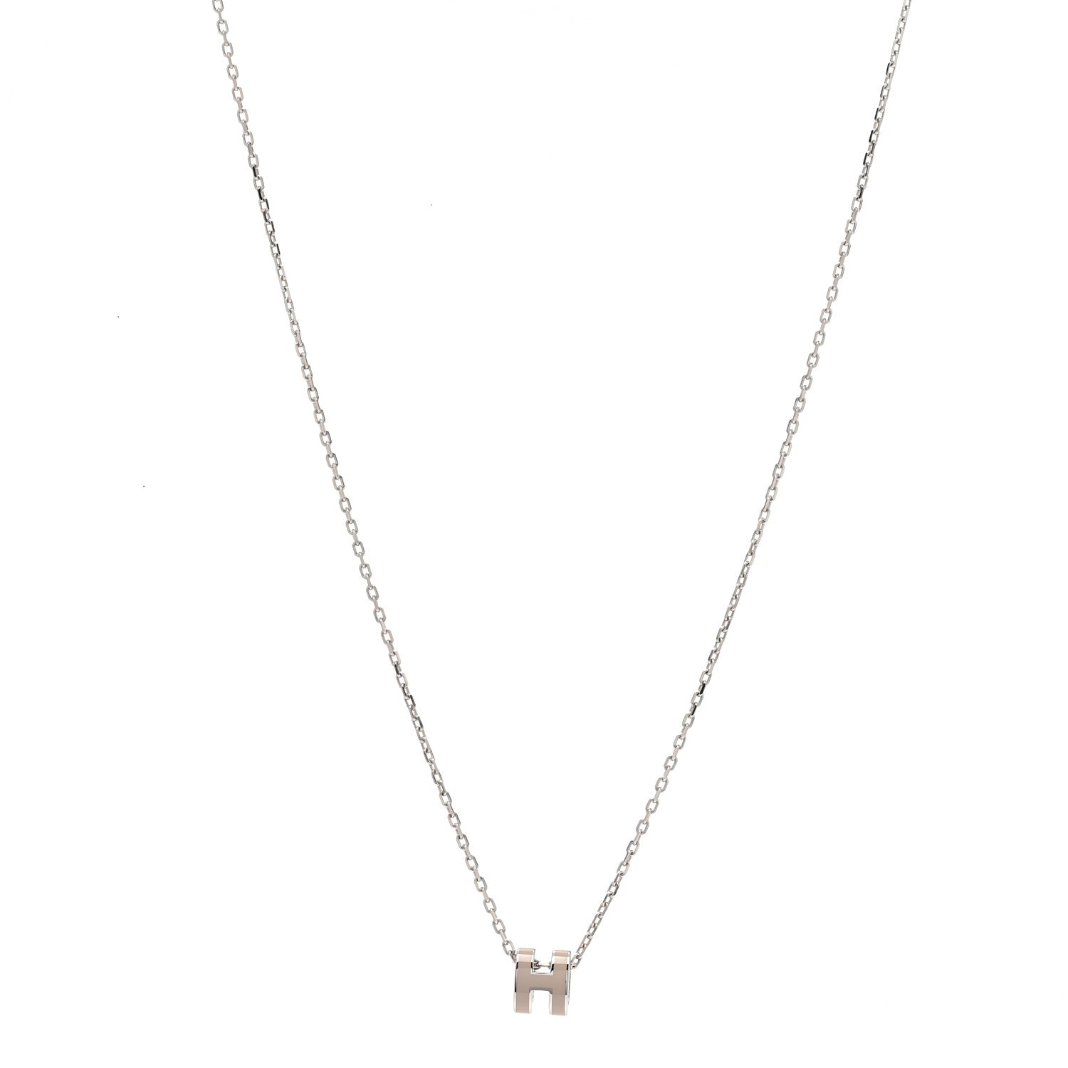 Hermes Palladium Mini Pop H Pendant Necklace Marron Glace 1 of 7