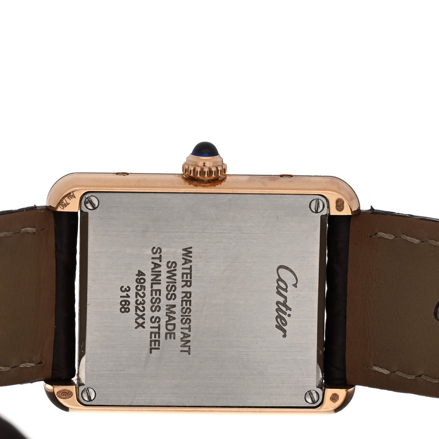Cartier Stainless Steel 18K Pink Gold Alligator 24mm Tank Solo Quartz Watch Brown 4 of 5