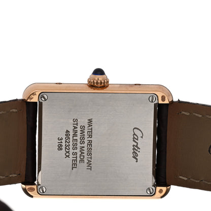Cartier Stainless Steel 18K Pink Gold Alligator 24mm Tank Solo Quartz Watch Brown 4 of 5