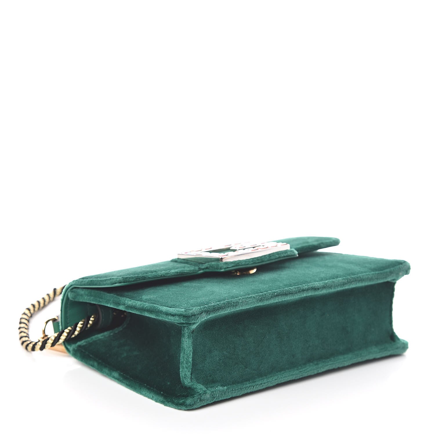 Gucci Velvet Crystal Square G Shoulder Bag Green 4 of 8