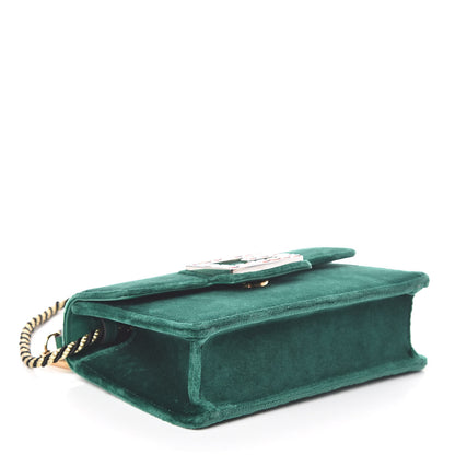 Gucci Velvet Crystal Square G Shoulder Bag Green 4 of 8