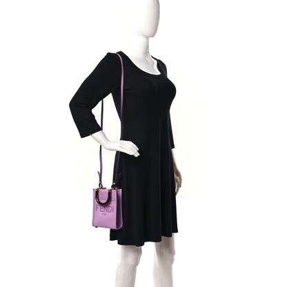 Fendi Vitello King Plexiglass Logo Embossed Mini Fendi Sunshine Shopper Tote Lavanda 2 of 8