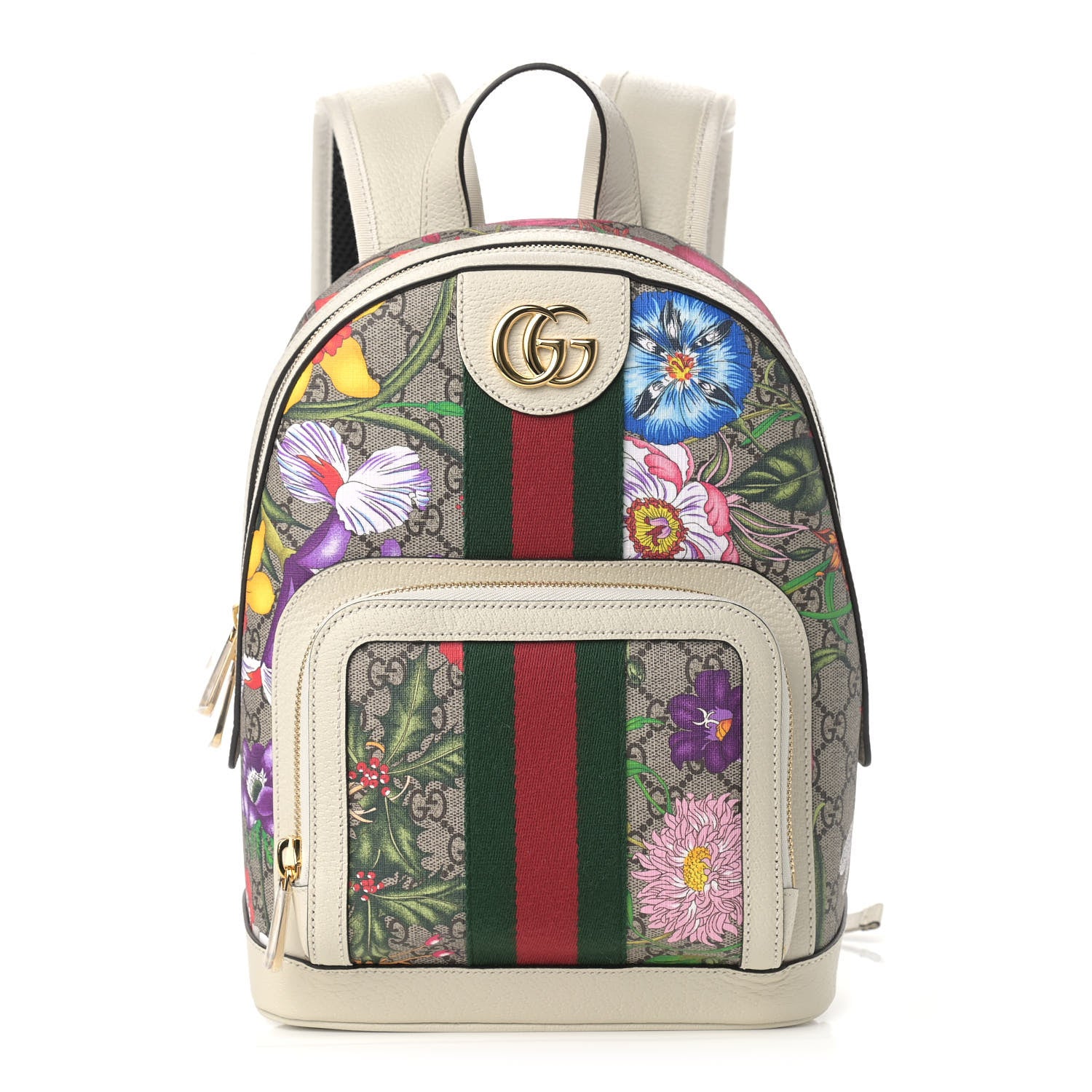 Gucci GG Supreme Monogram Flora Web Small Ophidia Day Backpack White 1 of 9