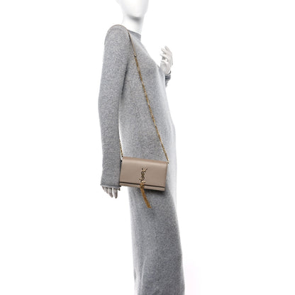 Saint Laurent Grain De Poudre Classic Monogram Kate Tassel Chain Wallet Dark Beige 2 of 11
