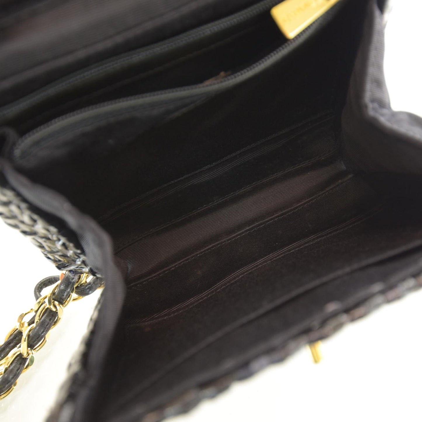 Patent Woven Mini Flap Black