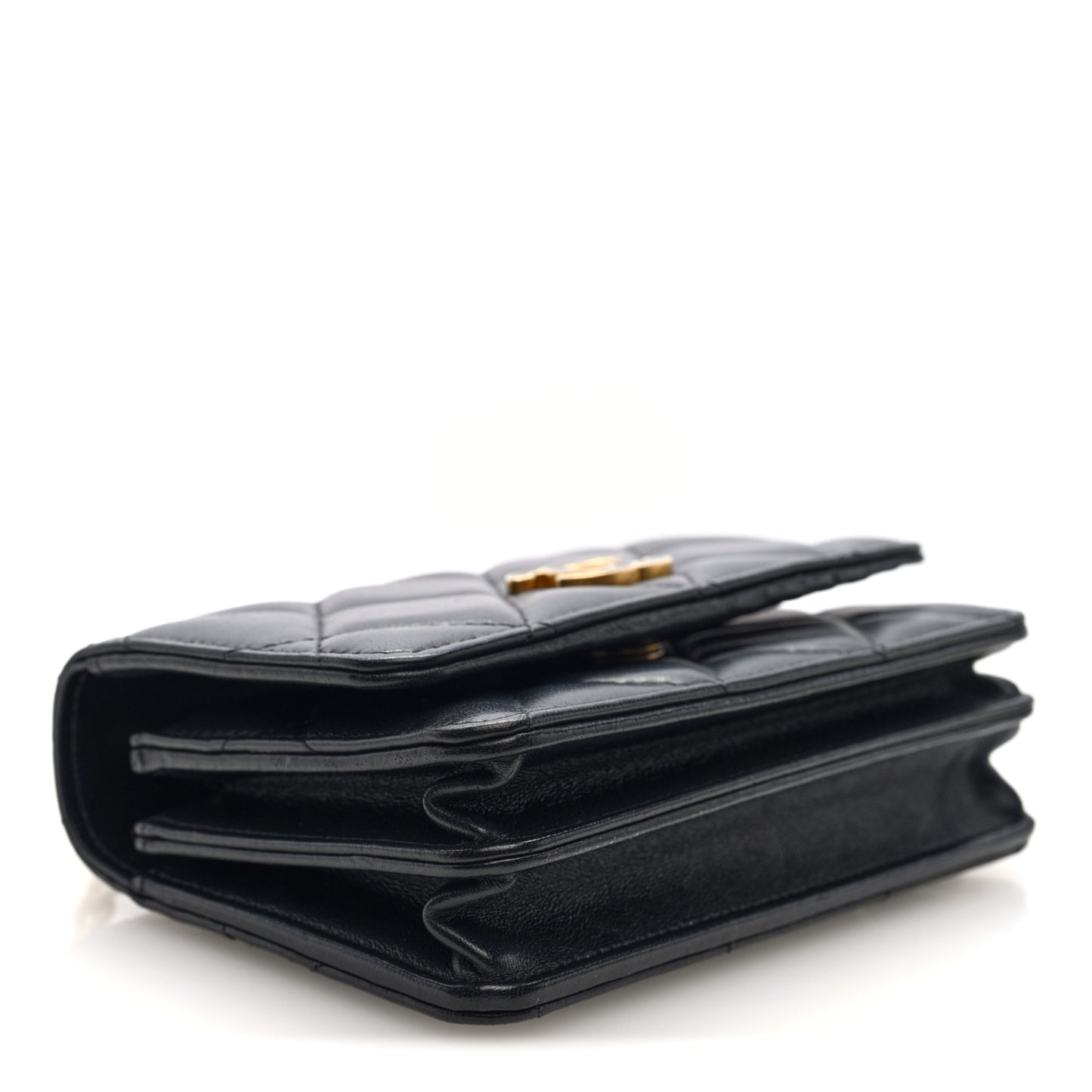 Lambskin Enamel Quilted Pending CC Clutch With Chain Black