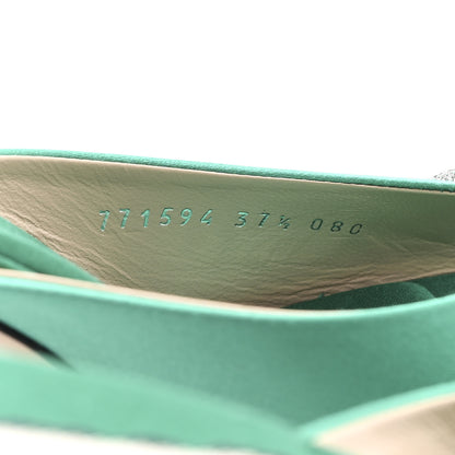 Gucci Raso Seta Malaga Kid Crystal Horsebit Sandals 37.5 Jade Caribbean Green 9 of 10