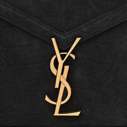 Saint Laurent Nubuk Crocodile Embossed Mini Classic Monogram Cassandra Top Handle Black 8 of 12
