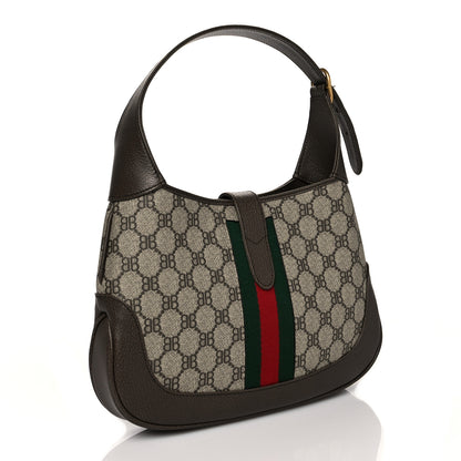 Gucci X BALENCIAGA BB Supreme Monogram Calfskin Web Small Jackie 1961 Hobo Beige Ebony 3 of 11