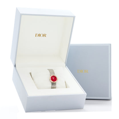 Christian Dior Stainless Steel 18K Rose Gold Diamond Bezel 19mm La D De Dior Quartz Watch Red 5 of 5