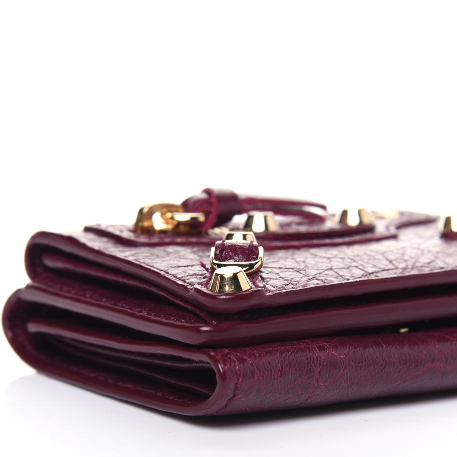 Balenciaga Agneau Arena Classic Gold Hardware Mini Wallet Violet Prune 10 of 13
