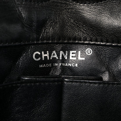 Chanel Canvas Sequin Stripe Medium Double Flap Black White 6 of 11