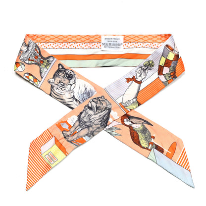 Hermes Silk Twilly Grand Theatre Nouveau Abricot Orange Jaune 1 of 4