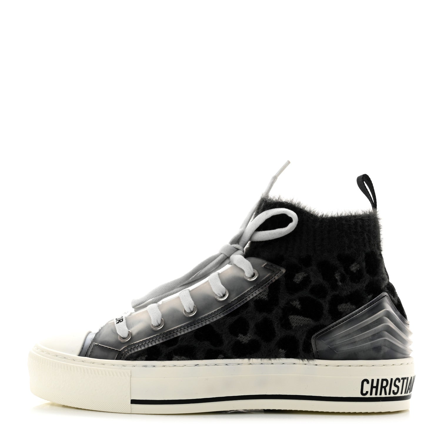 Christian Dior Furry Knit Mizza Walk'n Dior High Top Sneakers 36 Grey Multicolor 1 of 9