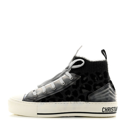 Christian Dior Furry Knit Mizza Walk'n Dior High Top Sneakers 36 Grey Multicolor 1 of 9