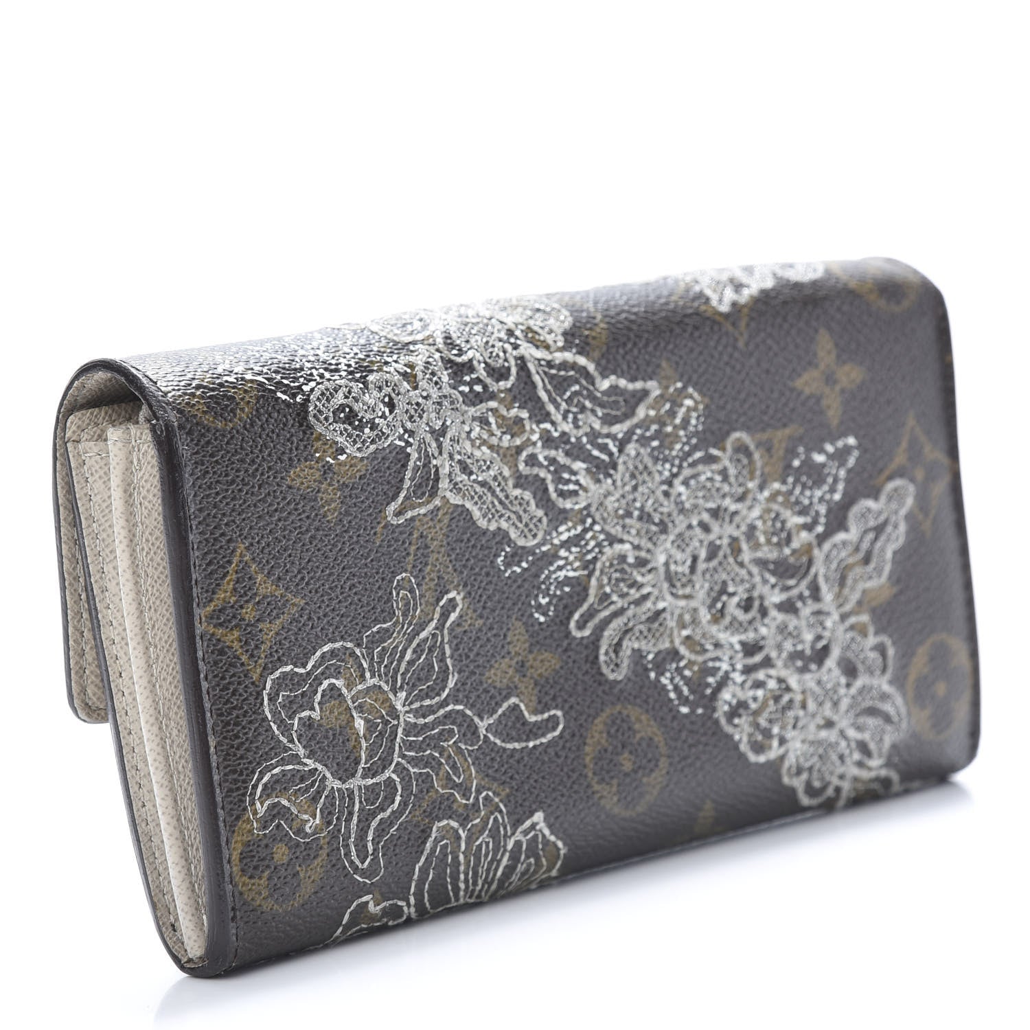Louis Vuitton Monogram Dentelle Sarah Wallet Silver 3 of 12