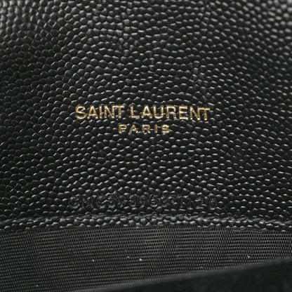 Saint Laurent Grain De Poudre Matelasse Chevron Monogram Envelope Chain Wallet Black 7 of 11
