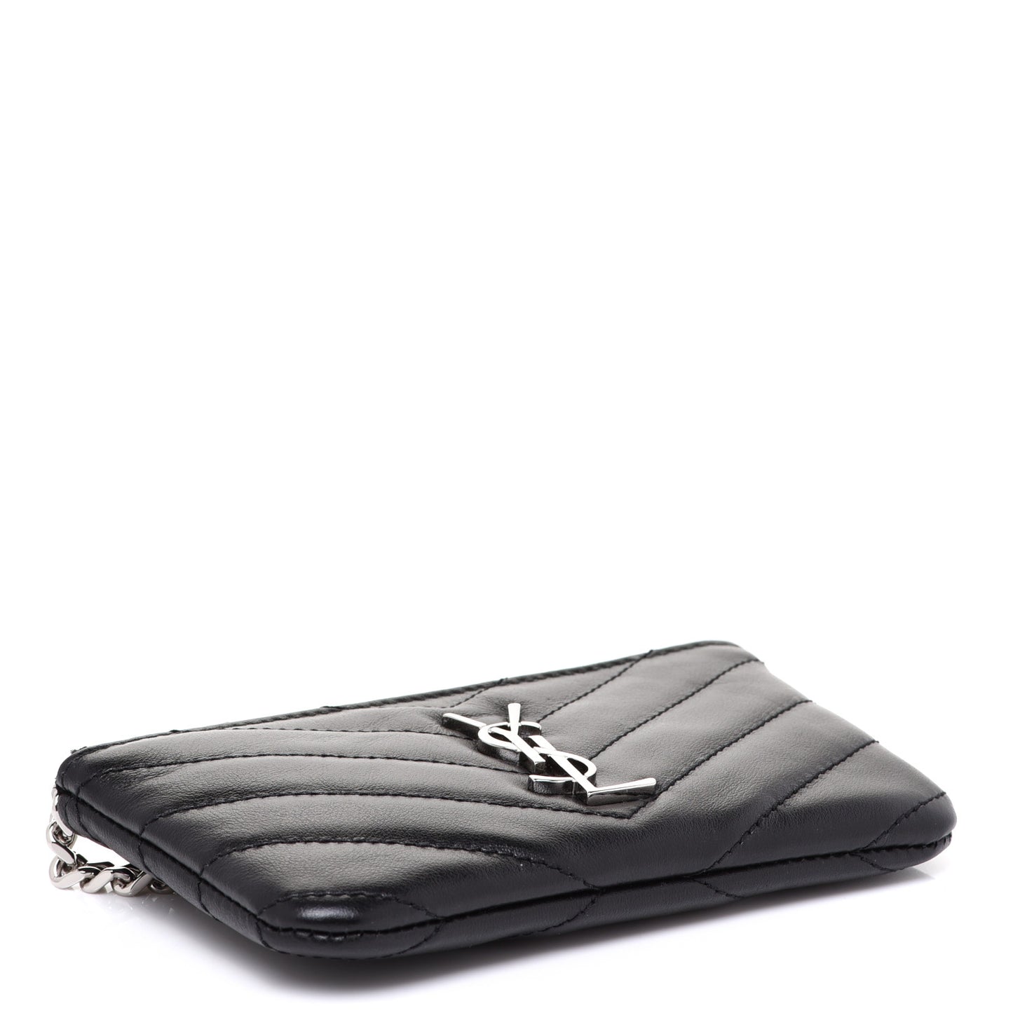 Calfskin Matelasse Monogram Key Pouch Black