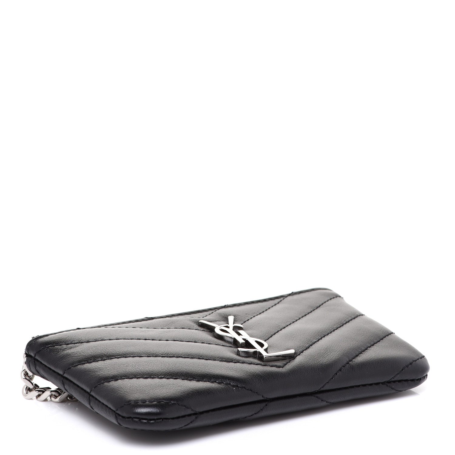 Saint Laurent Calfskin Matelasse Monogram Key Pouch Black 4 of 9