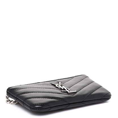 Saint Laurent Calfskin Matelasse Monogram Key Pouch Black 4 of 9
