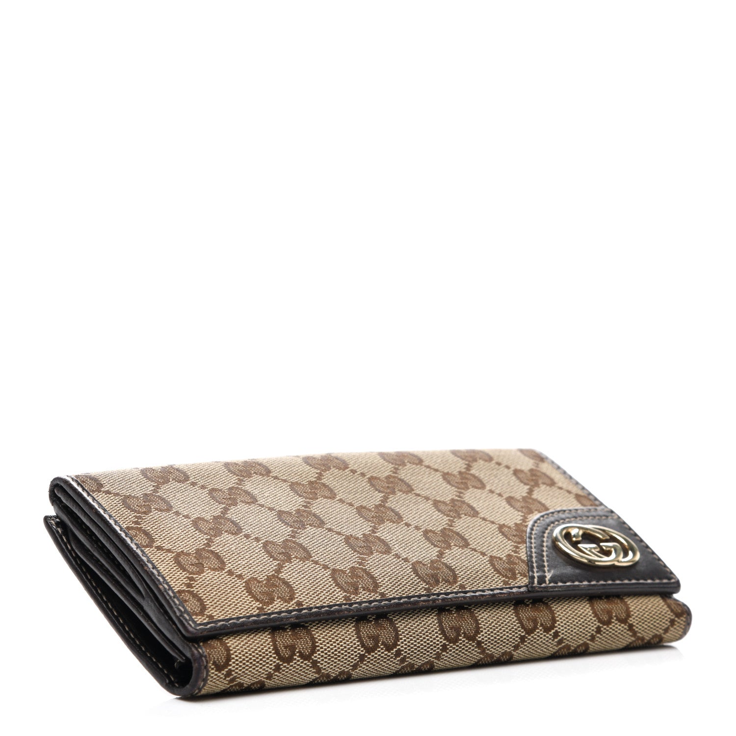 Gucci Monogram New Britt Continental Snap Wallet Dark Brown 4 of 6