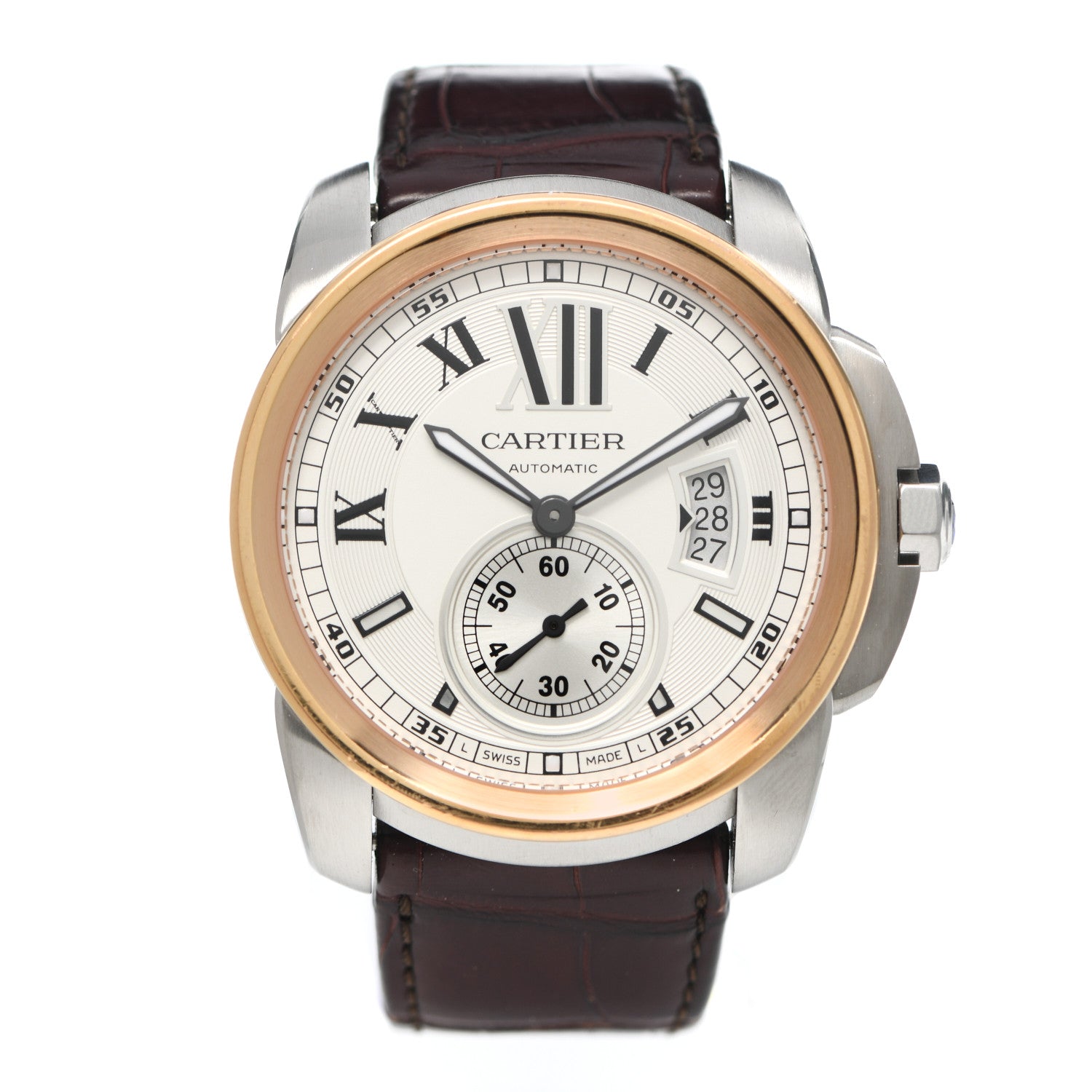 Cartier Stainless Steel 18K Pink Gold Alligator 42mm Calibre de Cartier Automatic Watch 1 of 4
