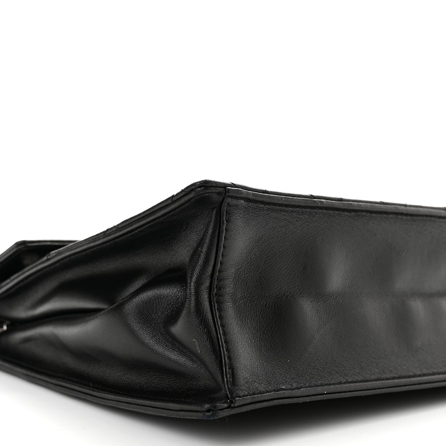 Lambskin Top Handle Logo Flap Black